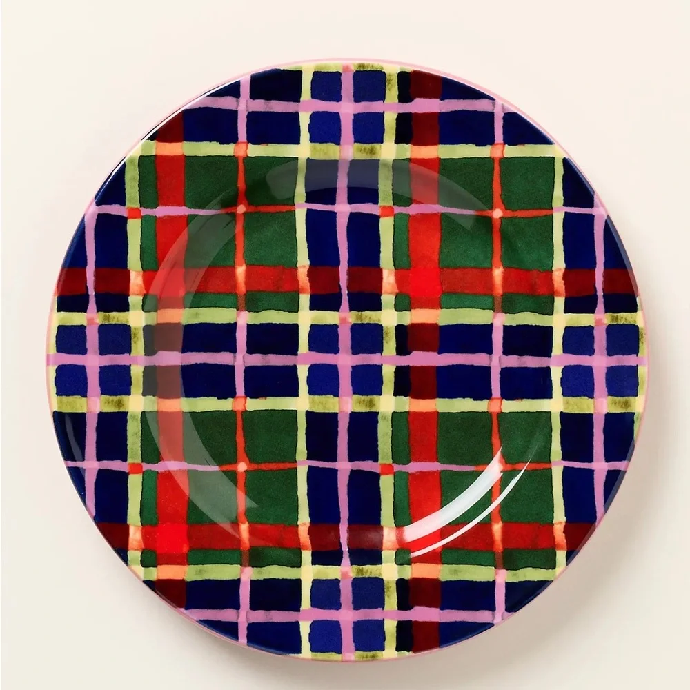 ❤️Tartan Plaid Stoneware Dessert Plate - NWT - Picture 7 of 12